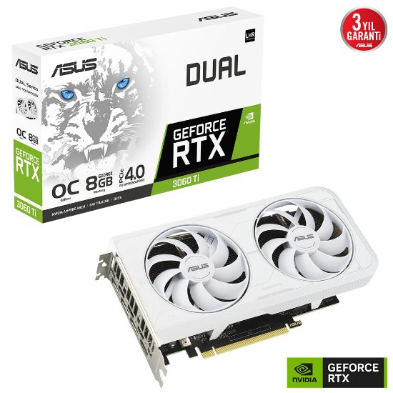 ASUS DUAL-RTX3060TI-O8GD6X 8GB GDDR6 256BIT WHITE resmi
