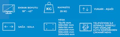 PLUSAPARAT İH-19/43 19"-43" SABİT TV ASKI APARATI resmi