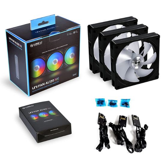 Lian Li UNI Fan AL120 Black AL120-3B 3x120mm RGB PWM Siyah Kasa Fanı resmi
