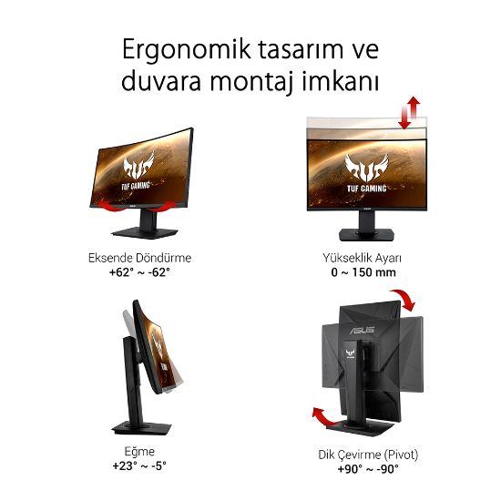 23.6 ASUS VG24VQR LED FHD 165HZ 1MS HDMI DP resmi