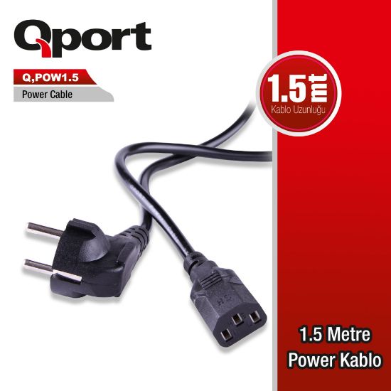 QPORT Q-POWY1.5 1.5 METRE PC POWER KABLOSU resmi