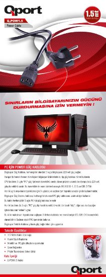 QPORT Q-POWY1.5 1.5 METRE PC POWER KABLOSU resmi