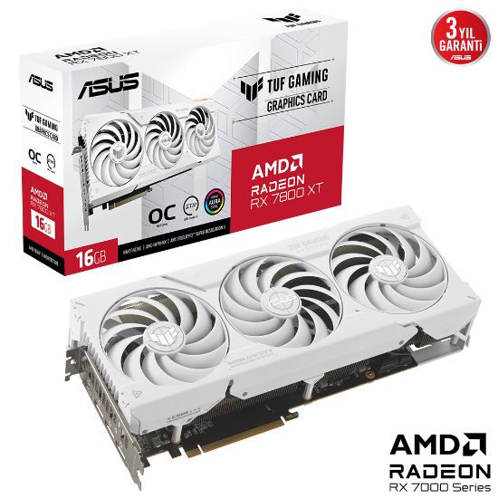 ASUS TUF-RX7800XT-O16G-WHITE-GAMING 16GB GDDR6 HDMI DP 256BİT  resmi