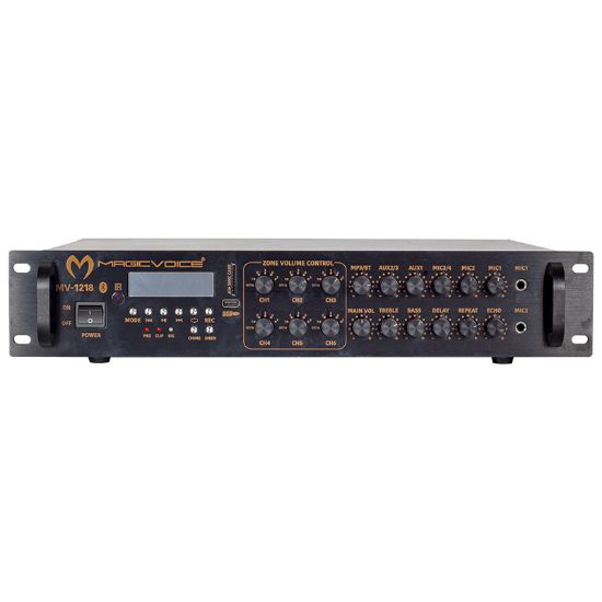 MAGICVOICE MV-1218 USB BT-UK 6 ZON RMS 80W*1CH +4-16-70-100V TRAFOLU ANFİ resmi