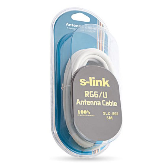 S-LINK SLX-592 RG6/U F KONNEKTÖRLÜ BLİSTERLİ HAZIR ANTEN KABLOSU (5 METRE) resmi
