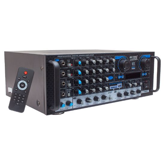 MAGICVOICE MV-550 2X100 WATT USB/SD/UK BALANS BT 4 MİK. GİRİŞLİ 4 HOP. ÇIKIŞLI STREO TRAFOSUZ MIXER KÜP ANFİ resmi