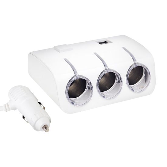 POWERMASTER PM-18952 12V/24V ÇİFT USBLİ 3LÜ OTO ÇAKMAK ÇOKLAYICI resmi