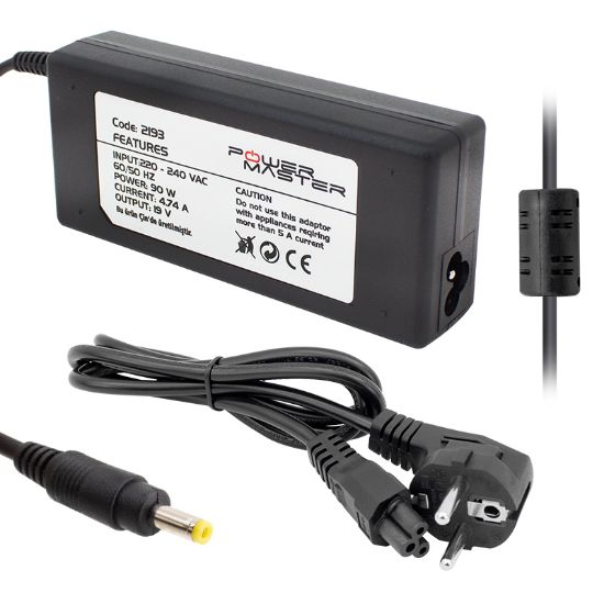 POWERMASTER 19 VOLT - 4.74 AMPER 4.8*1.7 UÇLU HP NOTEBOOK ADAPTÖR resmi