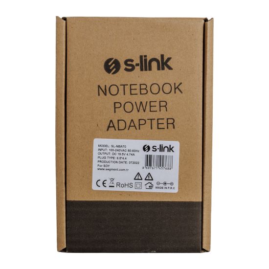 S-LINK SL-NBA70 90W 19.5 VOLT 4.74 AMPER 6.5X4.4 UÇLU SONY NOTEBOOK ADAPTÖR (SAMSUNG LED TV) resmi