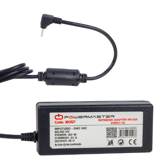 POWERMASTER * SL-NBA308 19 VOLT - 2.1 AMPER 2.5*0.7 UÇLU ASUS NOTEBOOK ADAPTÖR resmi