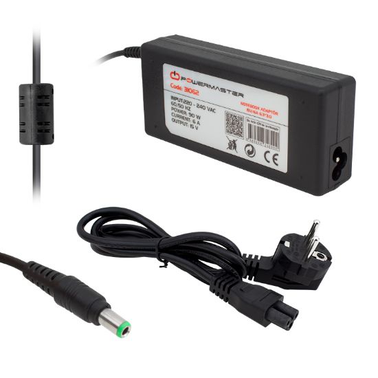 POWERMASTER PM-31062 15 VOLT - 6 AMPER 6.3*3.0 UÇLU TOSHIBA NOTEBOOK ADAPTÖR resmi