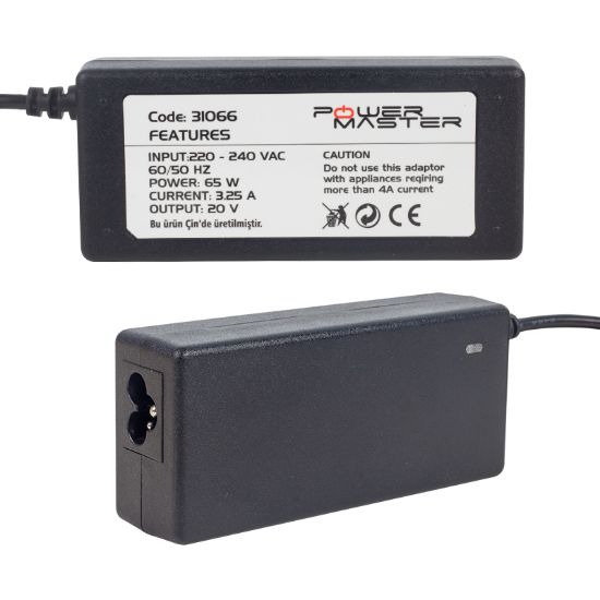 POWERMASTER PM-31066 20 VOLT - 3.25 AMPER 7.9*5.5 UÇLU LENOVO IBM NOTEBOOK ADAPTÖR resmi