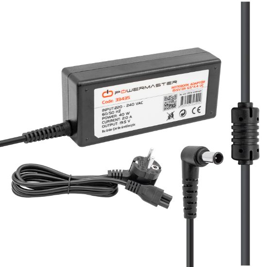 POWERMASTER 19.5 VOLT - 2 AMPER 6.5*4.4 UÇLU SONY NOTEBOOK ADAPTÖR resmi