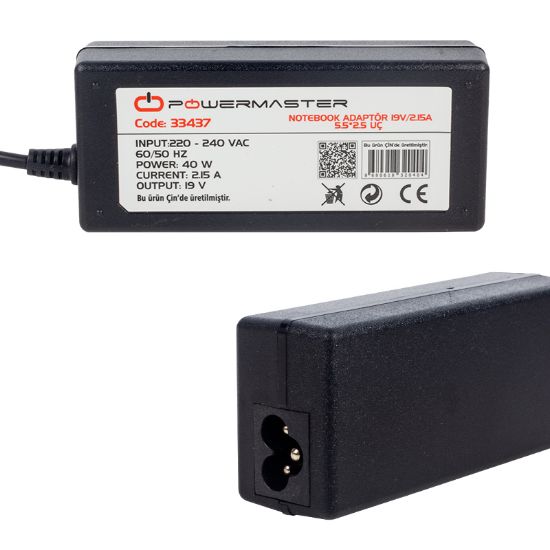 POWERMASTER 19 VOLT - 2.15 AMPER 5.5*2.5 UÇLU ASUS NOTEBOOK ADAPTÖR resmi