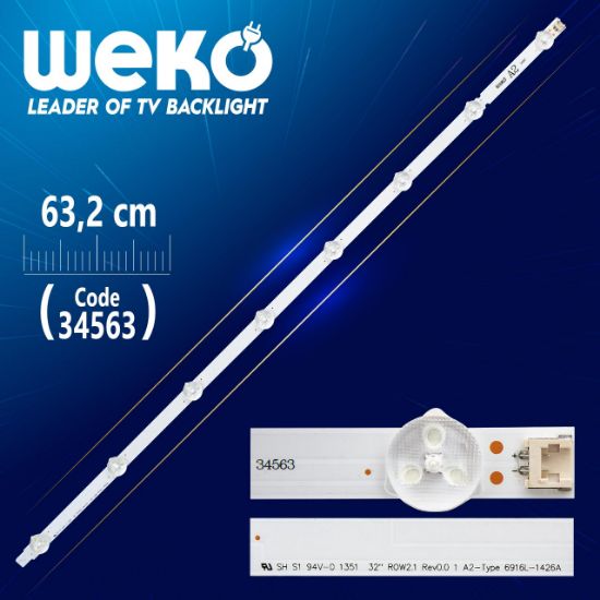 32 ROW2.1 REV 0.9 1 A2-TYPE 6916L-1106A - 63.2 CM 8 LEDLİ - (WK-08) ALÜMİNYUM TABANLI resmi