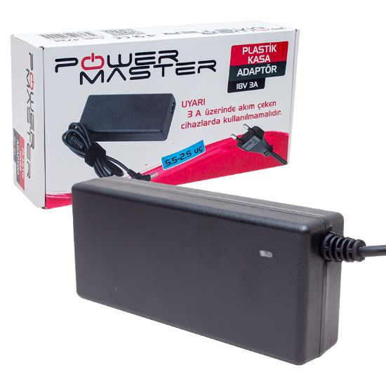 POWERMASTER PM-4734 18 VOLT - 3 AMPER 5.5*2.5 UÇLU SANTRAL ADAPTÖRÜ resmi