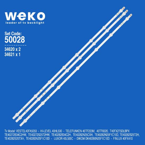 WKSET-5028 34620X2 34621X1 17DLB40VXR1 - LB40017 3 ADET LED BAR (7+8LENS) resmi