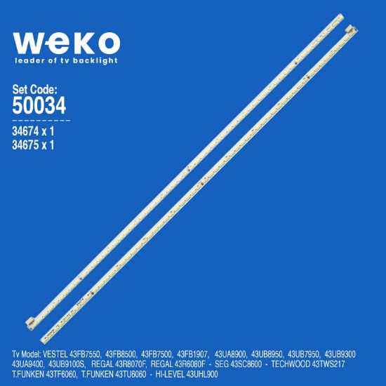 WKSET-5034 34674X1 34675X1 17ELB43ULR3 7020PKG 2 ADET LED BAR (58LED) resmi
