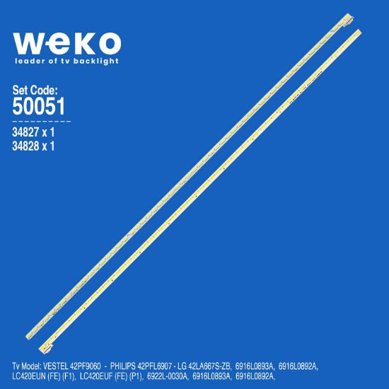 WKSET-5051 34827X1 34828X1 42 V13 ART TV REV 0.6 2 ADET LED BAR (57LED) resmi