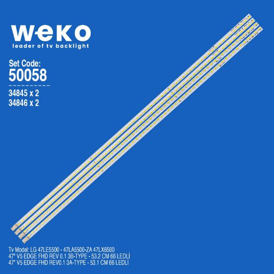 WKSET-5058 34845X2 34846X2 47 V5 EDGE FHD REV 0.1 4 ADET LED BAR (66LED) resmi