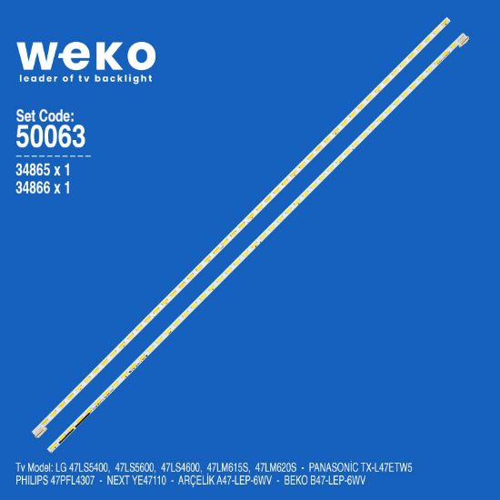 WKSET-5063 34865X1 34866X1 47 V12 EDGE REV1.4 2 ADET LED BAR (48LED) resmi