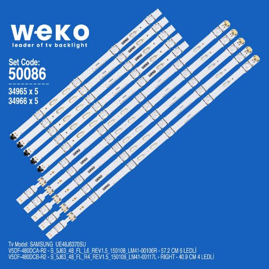 WKSET-5086 34965X5 34966X5 V5DF-480 10 ADET LED BAR resmi