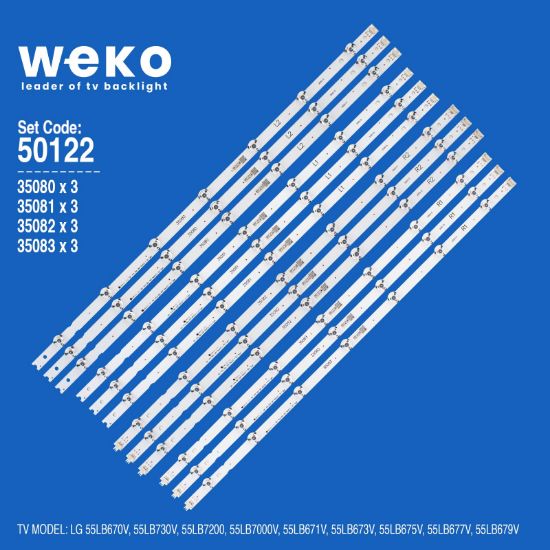 WKSET-5122 35080X3 35081X3 35082X3 35083X3 55 V14 SLİM DRT 12 ADET LED BAR resmi