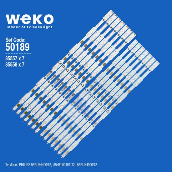 WKSET-5189 35557X7 35558X7 EVT LBM550E0601-DR-3 (R)/LBM550E0601-DQ-1 (L) 14 ADET LED BAR resmi