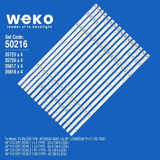 WKSET-5216 35725X4 35726X4 35817X4 35818X4 49 V15 DRT REV0.1 16 ADET LED BAR resmi