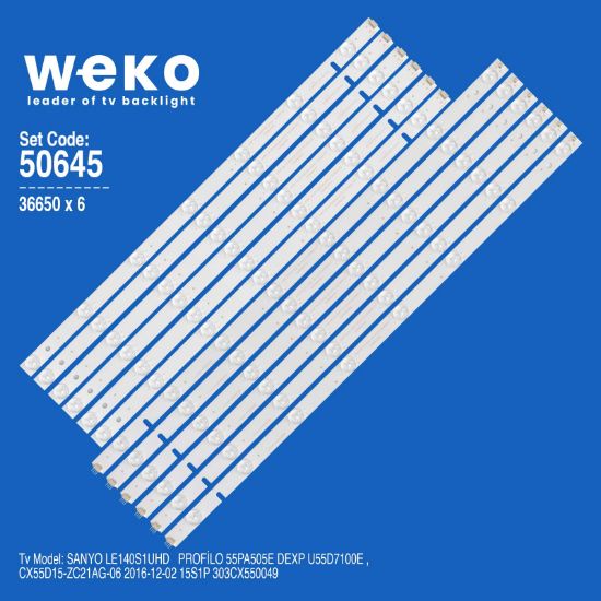 WKSET-5645 36650X6 CX55D15-ZC21AG-06 6 ADET LED BAR (BÖLÜNMÜŞ ÜRÜN)   12 ADET resmi