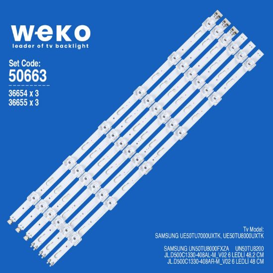 WKSET-5663 36654X3 36655X3 JL.D500C1330-408 6 ADET LED BAR resmi