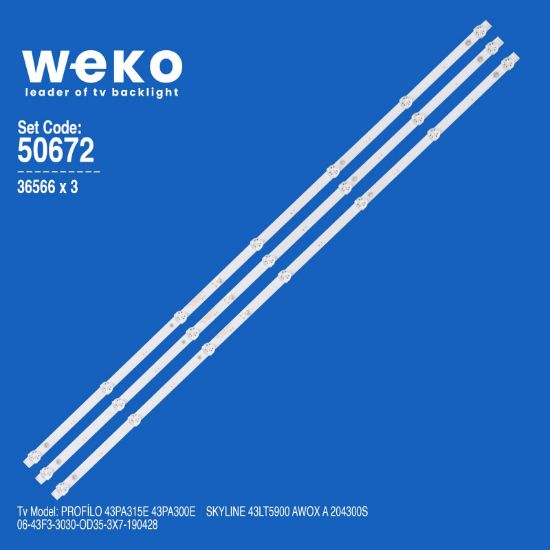 WKSET-5672 36566X3 06-43F3-3030-OD35-3X7-190428 3 ADET LED BAR resmi
