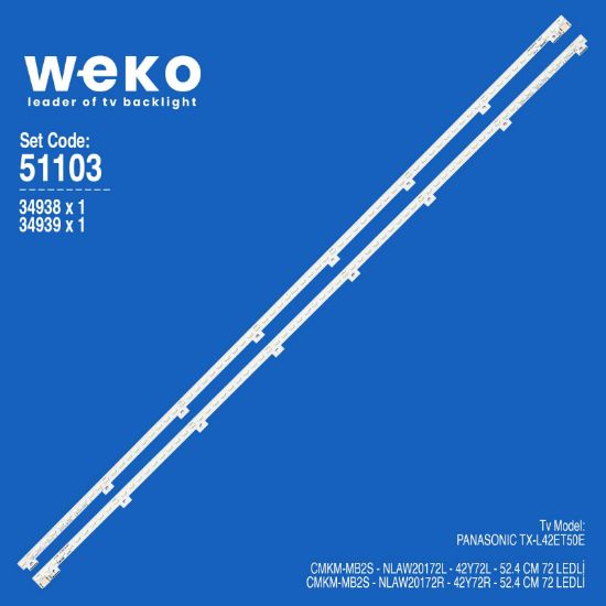 WKSET-6103 34938X1 34939X1 CMKM-MB2S - NLAW20172L/R 2 ADET LED BAR (72LED) resmi
