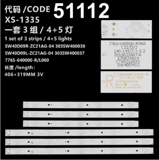 WKSET-6112 35958X3 35959X3 SW40D09L/R 6 ADET LED BAR resmi