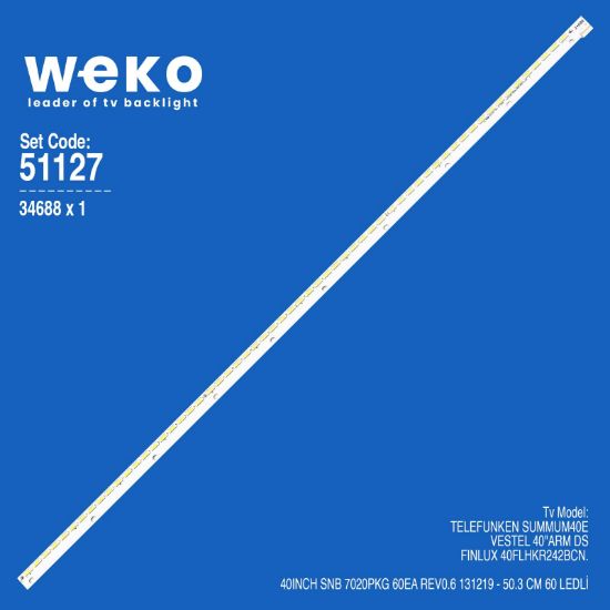 WKSET-6127 34688X1 40INCH SNB 7020PKG 60EA REV0.6 131219  1 ADET LED BAR (60LED) resmi
