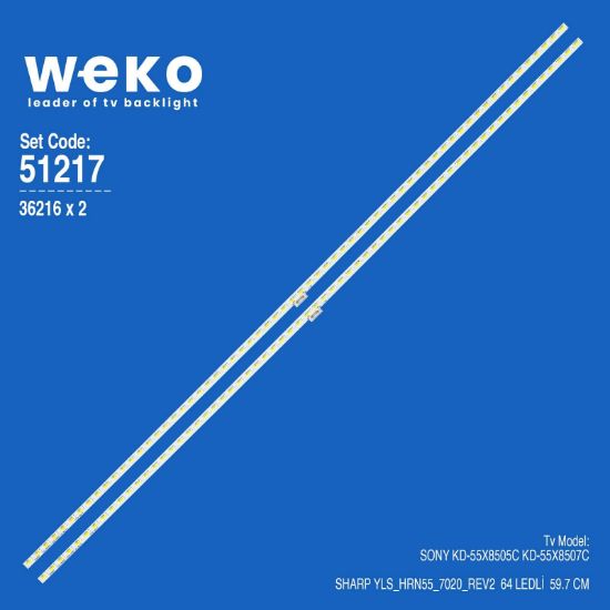 WKSET-6217 36216X2 SHARP YLS_HRN55_7020_REV2  2 ADET LED BAR (64LED) resmi