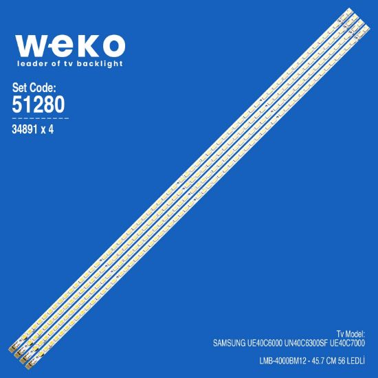 WKSET-6280 34891X4 LMB-4000BM12  4 ADET LED BAR (56LED) resmi