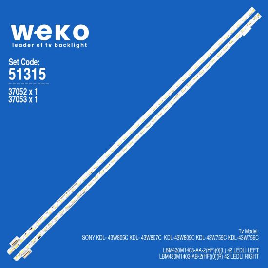 WKSET-6315 37052X1 37053X1 LBM430M1 403-AA/AB 2 ADET LED BAR (42LED) resmi