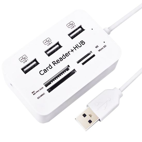 POWERMASTER PM-6052 4 SLOT KART OKUYUCU + 3 PORT USB 2.0 ÇOKLAYICI resmi