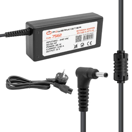 POWERMASTER PM-7562 19 VOLT - 3.42 AMPER 3.0*1.1 UÇLU ACER NOTEBOOK ADAPTÖR resmi