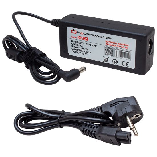 POWERMASTER PM-10961 19 VOLT - 3.42 AMPER 5.5*2.5 UÇLU TOSHIBA-ASUS-ACER NOTEBOOK ADAPTÖR resmi