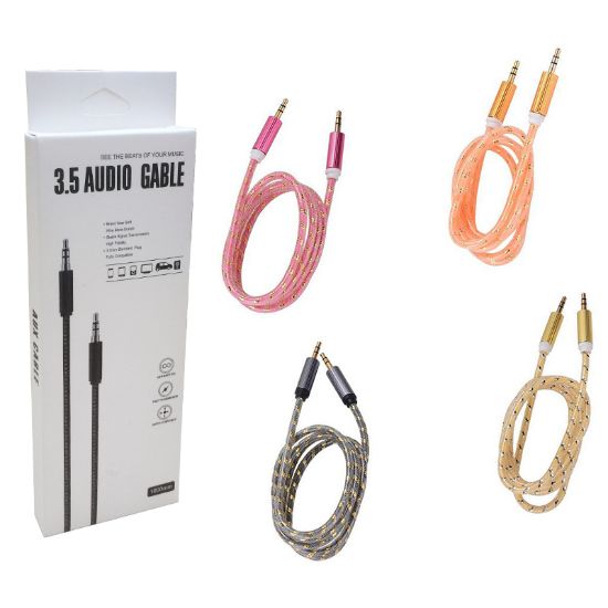 POWERMASTER 3.5 MM ERKEK/ERKEK RENKLİ STEREO 1 METRE KUTULU ÖRGÜLÜ AUX KABLO resmi