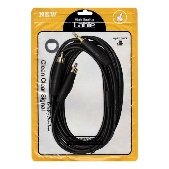 MAGİCVOİCE LD387A 2XRCA ERKEK + 3.5 MM STEREO ERKEK 3 METRE KABLO resmi
