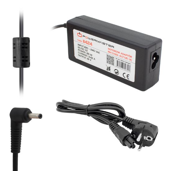 POWERMASTER 19 VOLT - 3.42 AMPER 4.0*1.35 UÇLU ASUS NOTEBOOK ADAPTÖR resmi