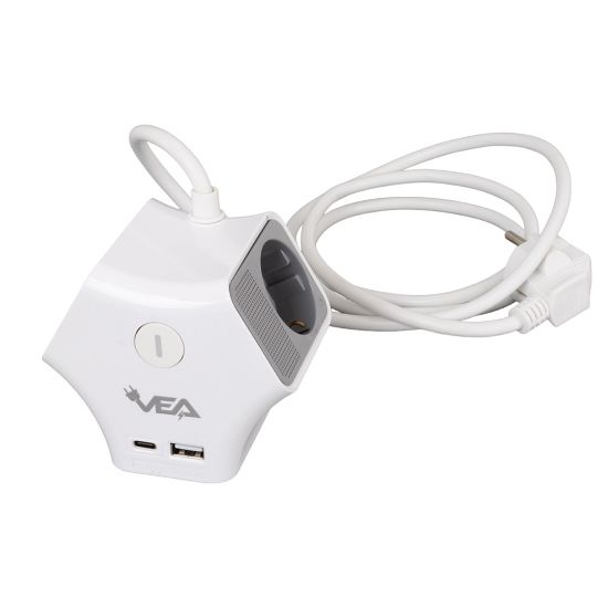 VEA VE-G903YC 3LÜ USB+ TYPE-C GİRİŞLİ ANAHTARLI 1.5 METRE GRUP PRİZ resmi