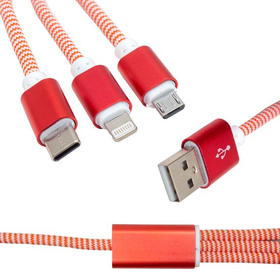 POWERMASTER MICRO USB/TYPE-C/LIGHTNING 2.1 AMPER METAL 1.2 METRE ŞARJ VE DATA KABLOSU resmi