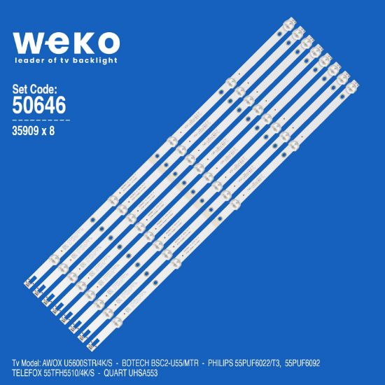WKSET-5646 35909X8 K550WDC1 A1 4708-K55WDC-A1113N01 8 ADET LED BAR (6V) resmi