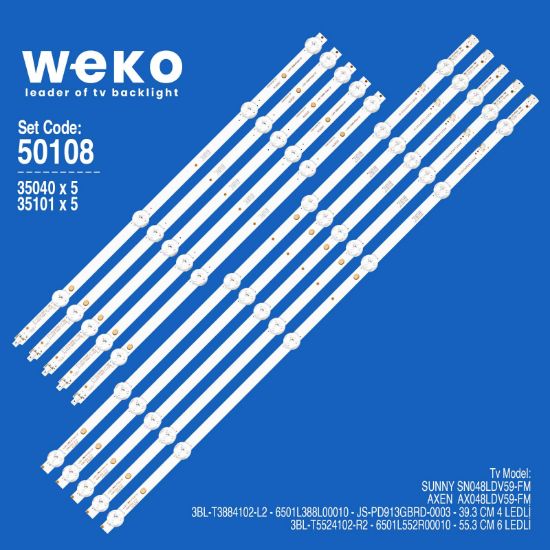 WKSET-5108 35040X5 35101X5 3BL-T3884102/3BL-T5524102 10 ADET LED BAR resmi