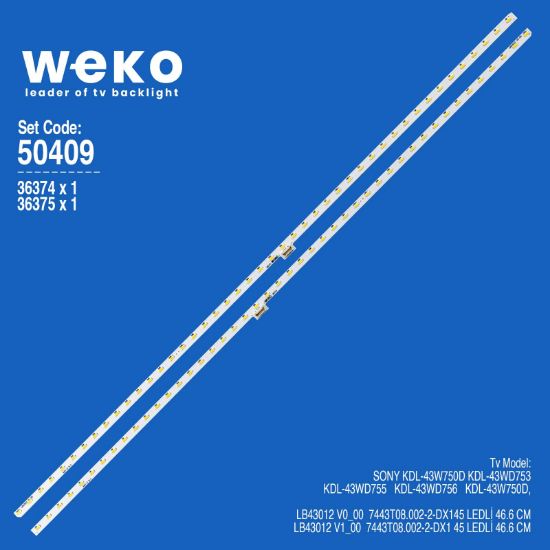WKSET-5409 36374X1 36375X1 LB43012 2 ADET LED BAR (45LED) resmi