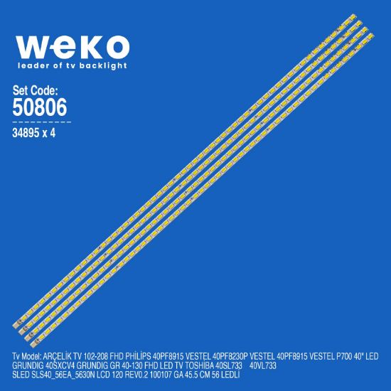 WKSET-5806 34895X4 SLED SLS40_56EA_5630N LCD 120 REV0.2 GA 4 ADET LED BAR (56LED) resmi
